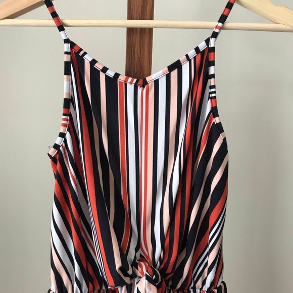 Rebel Sugar Girl's Striped Maxi Dress, sleeveless, Orange, black, white - Picture 2 of 10